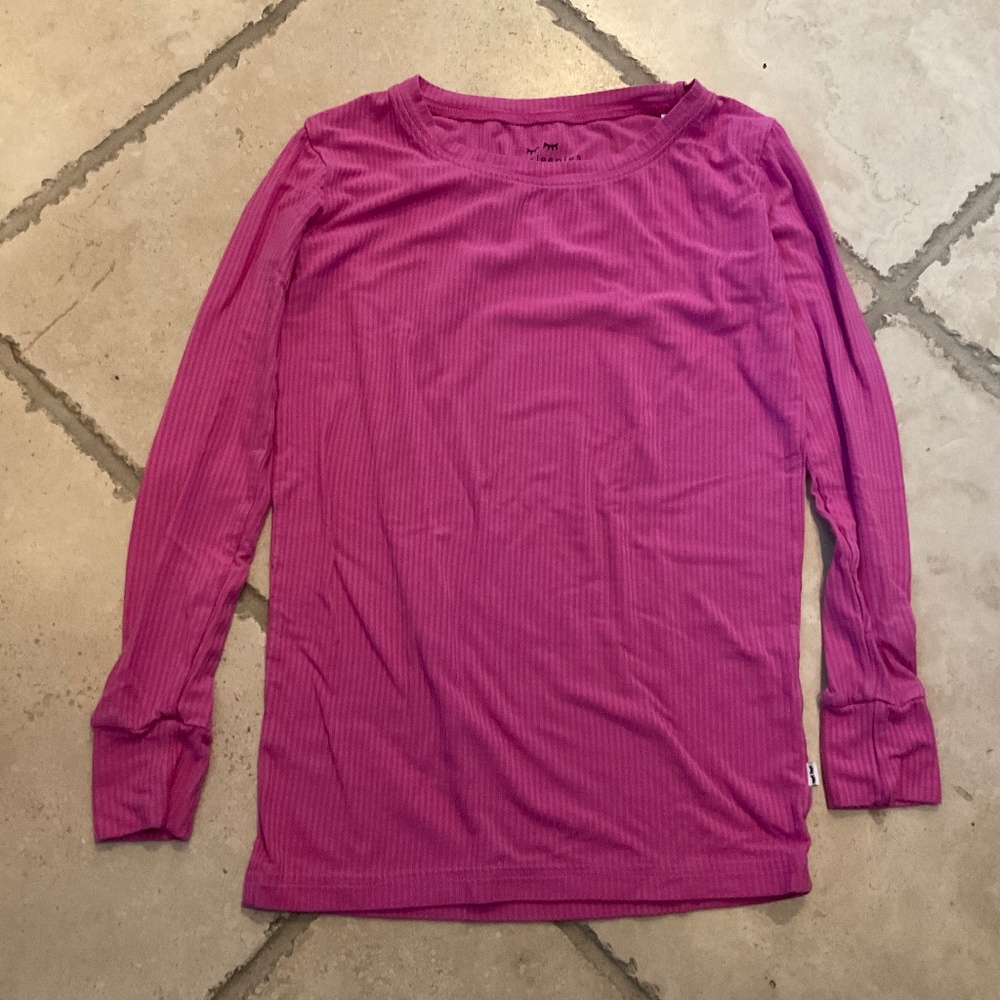 Little Sleepies Bamboo Pink‎  Pajama Top - Size 9-10 Girls Lounge Ribbed